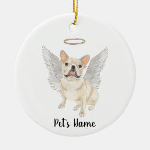 Décoration En Céramique Mémorial de sympathie Frenchie crème chamois