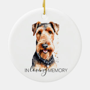 Décoration En Céramique Mémorial en aquarelle pour chien Airedale Terrier