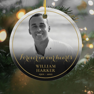 Décoration En Céramique Mémorial noir et blanc Photo Noël Céramique O