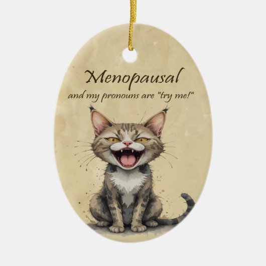 Décoration En Céramique Menopause Humor Stressed Angry Cat (Devant)