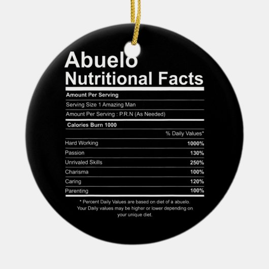 Décoration En Céramique Mens Funny Abuelo Grand-père La valeur nutritive (Devant)