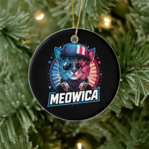 Décoration En Céramique Meowica 4 juillet Chat Drapeau Américain Amérique