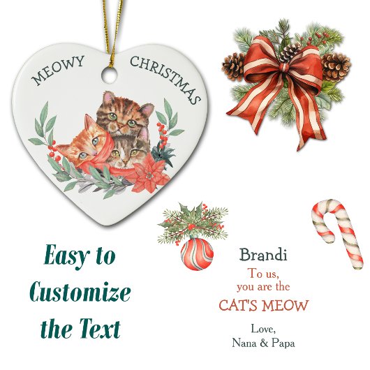 Décoration En Céramique Meowy Christmas Cute Kitten Wreath Kids