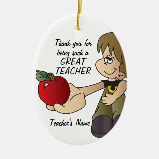 Décoration En Céramique Merci - Enseignant - Garçon (Devant)