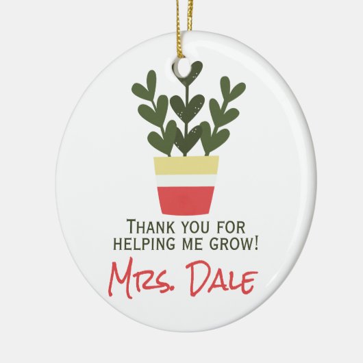 Décoration En Céramique Merci Pour M'Aider À Croître | Enseignant (Gauche)