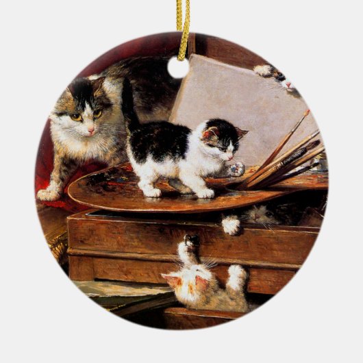 Décoration En Céramique Mère Chat et chatons sur table (Devant)