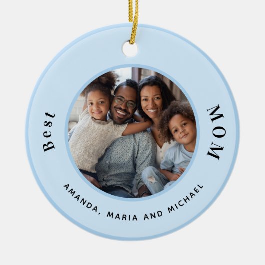 Décoration En Céramique Mère mère photo bleu clair noms (Devant)