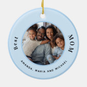 Décoration En Céramique Mère mère photo bleu clair noms (Dos)