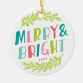 Décoration En Céramique Merry and Bright Keepsake Photo Ornament (Devant)