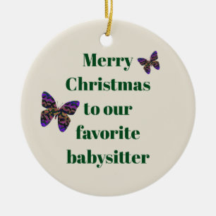 Décoration En Céramique Merry Christmas Babysitter Papillon coloré