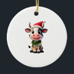 Décoration En Céramique Merry Christmas Cow Santa Christmas Lights Cow Xma<br><div class="desc">Merry Christmas Cow Santa Christmas Lights Cow Xmas Tree T-Shirt</div>