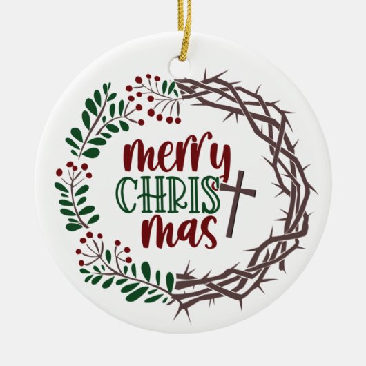 Décoration En Céramique MERRY CHRISTmas Écriture Wreath (Devant)