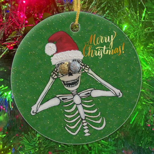 Décoration En Céramique Merry Christmas Laughing Skeleton