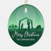 Décoration En Céramique Merry Christmas Nativity Scene Green Religious (Gauche)