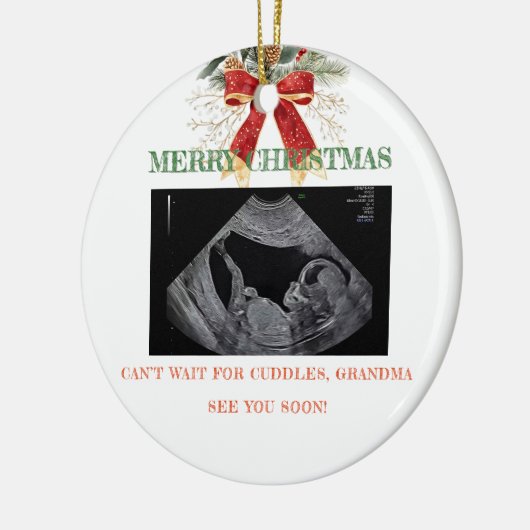 Décoration En Céramique Merry Christmas Pregnancy Ultrasound Photo Grandma (Gauche)