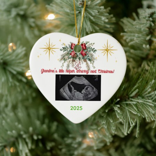 Décoration En Céramique Merry Christmas Pregnancy Ultrasound Photo Grandma (Arbre)