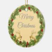 Décoration En Céramique Merry Christmas Round Ornament with Holiday Design (Gauche)