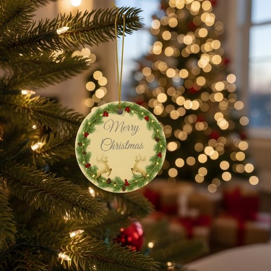 Décoration En Céramique Merry Christmas Round Ornament with Holiday Design