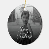 Décoration En Céramique Merry Christmas Whimsical Script custom Photo Dog (Gauche)