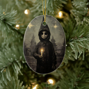 Décoration En Céramique Merry Creepmas Éffrayant garçon gothique Vintage