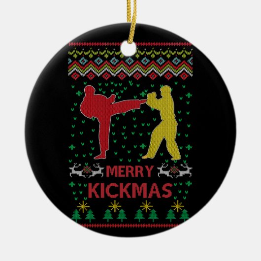 Décoration En Céramique Merry Kickmas Ugly Christmas Karate Jiu Jitsu (Devant)