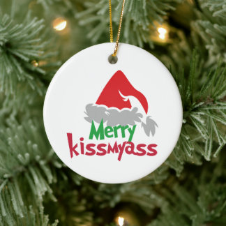 Décoration En Céramique Merry Kissmyass Funny Christmas Ornament