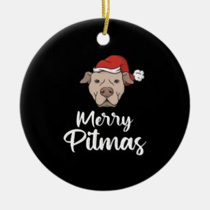 Décoration En Céramique Merry Pitmas Pitbull Christmas