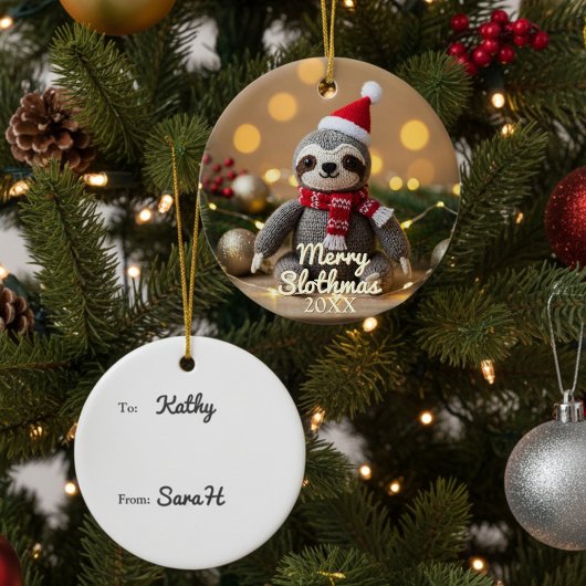 Décoration En Céramique Merry Slothmas Santa Sloth Personalized