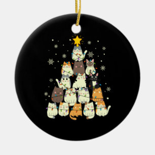 Décoration En Céramique Merry Xmas Cat Christmas Tree