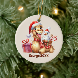 Décoration En Céramique Message de Noël festif ajoutez nom année Camel