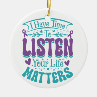 DÉCORATION EN CÉRAMIQUE MESSAGE DE PRÉVENTION DES SUICIDES TURQUOISE