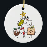 Décoration En Céramique Message personnalisé Caractères de Noël mignons<br><div class="desc">Cette décoration personnalisée en céramique de Noël présente le "Christmas Crew". Un groupe de petits personnages de Noël mignons qui adorent s'amuser et faire du mal à Noël. L'équipage comprend,  Snowman,  Christmas Stocking,  Star,  Christmas Pudding,  Present et Sucre de canne.</div>