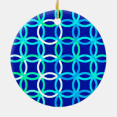 Décoration En Céramique Mi-siècle Cercles modernes, cobalt & paon (Dos)