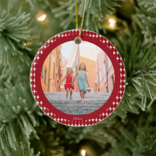 Décoration En Céramique Mi-siècle rétro Baubles rouges 2023 Photo Noël