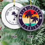 Décoration En Céramique Miami Beach Floride Rétro Palm Tree Voyage 80s<br><div class="desc">Miami Beach Floride Sable Tropical Palm Trees Souvenirs. Miami Beach Florida - Retro Tropical Palm Tree 60s Souvenirs design Vintage fait un grand cadeau de Noël ou d'anniversaire pour les fans des plages de Floride. Le design rétro de l'ambiance estivale est un cadeau parfait pour les amateurs de voyage et...</div>