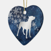 Décoration En Céramique Midnight Blue Silver Snowflake Pitbull Dog (Gauche)