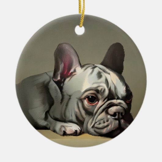 Décoration En Céramique mignon bulldog français (Devant)