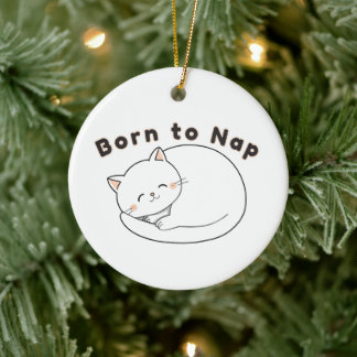 Décoration En Céramique Mignon Chat Endormi Design D'art En Ligne “Né Pour