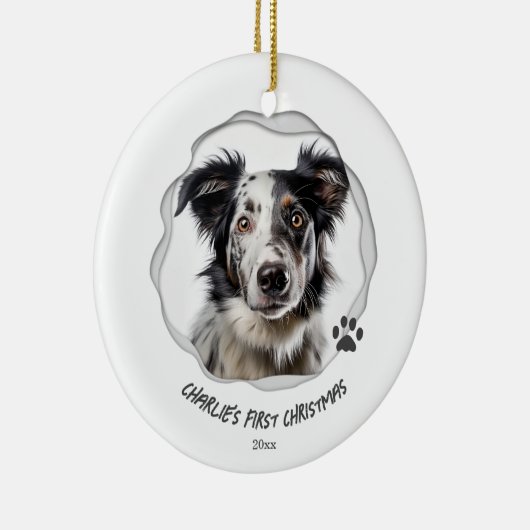 Décoration En Céramique Mignonne Chien Paw Art Premier Noël (Droite)