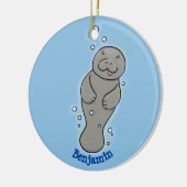 Décoration En Céramique Mignonne manatée bébé avec bulles illustration (Gauche)