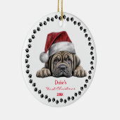 Décoration En Céramique Mignonne Mastiff Chien Santa Hat Paw 1er Noël (Droite)