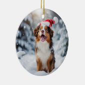 Décoration En Céramique Miniature American Shepherd Chien Noël (Droite)