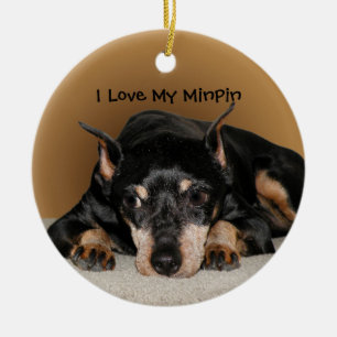 Décoration En Céramique Miniature Pinscher aka Min Pin Love