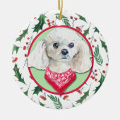 Décoration En Céramique Miniature Poodé Blanc Bordure Holly (Devant)