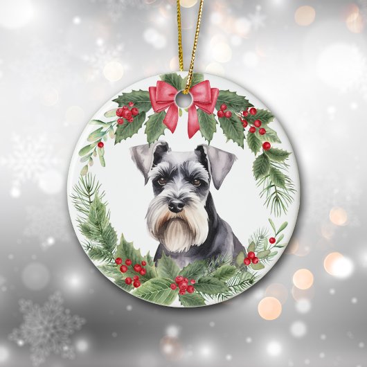 Décoration En Céramique Miniature Schnauzer Terrier Courbe rouge