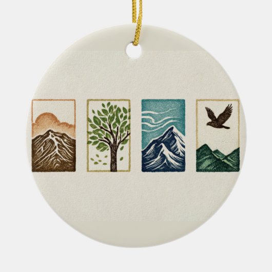 Décoration En Céramique Minimal Nature Set – Mountain & Tree Art (Devant)