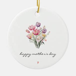 Décoration En Céramique MINIMALISTE Fleurs de tulipes aquarelle Fête des M