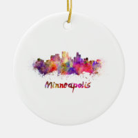 Minneapolis skyline en aquarelle