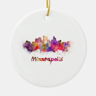Décoration En Céramique Minneapolis skyline en aquarelle