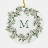 Décoration En Céramique Mistletoe blanc Berry Monogramme Wreath Noël (Devant)